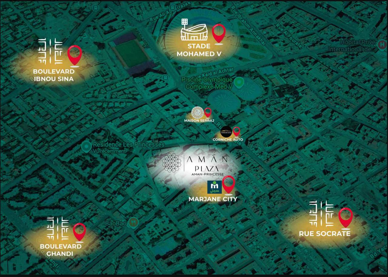 Carte du quartier autour de la résidence Aman Plaza